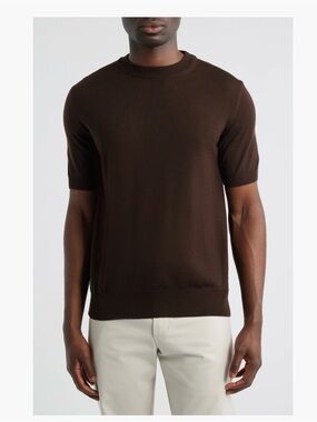 Kenneth Cole Men’s Short Sleeve Crewneck Brown Sweater Top Size XL NWT